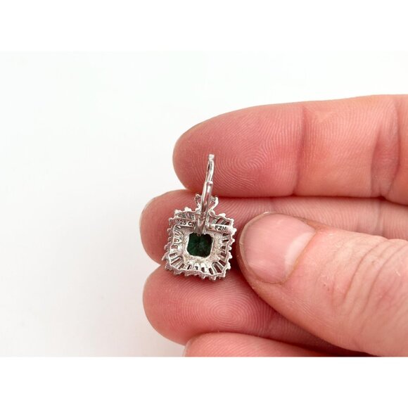 Art Deco Style Vintage Green CZ Sterling Silver Vintage Earrings - Picture 6 of 10